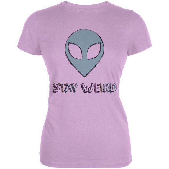 Stay Weird Alien Juniors Soft T Shirt Lilac LG