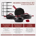 thumbnail image 4 of Cuisinel 16-Pc Cast Iron Cookware Set Skillet, Dutch Oven, with Pan Rack & Pan Scraper, 4 of 6