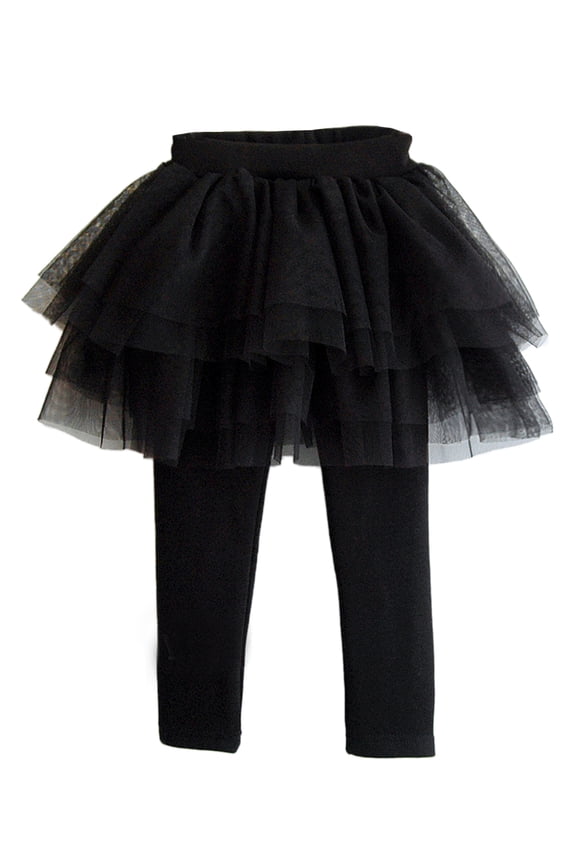 Toddler Girl Soft Tutu Cotton Legging Pants (110/5T, Black)