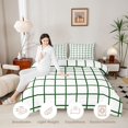 thumbnail image 3 of Manfei Contemporary Grid Queen Comforter Set,Checkered Art Comforter Sets Queen,White Green,Reversible,3-Piece,1 Comforter and 2 Pillowcases,3-Piece,1 Comforter and 2 Pillowcases, 3 of 7