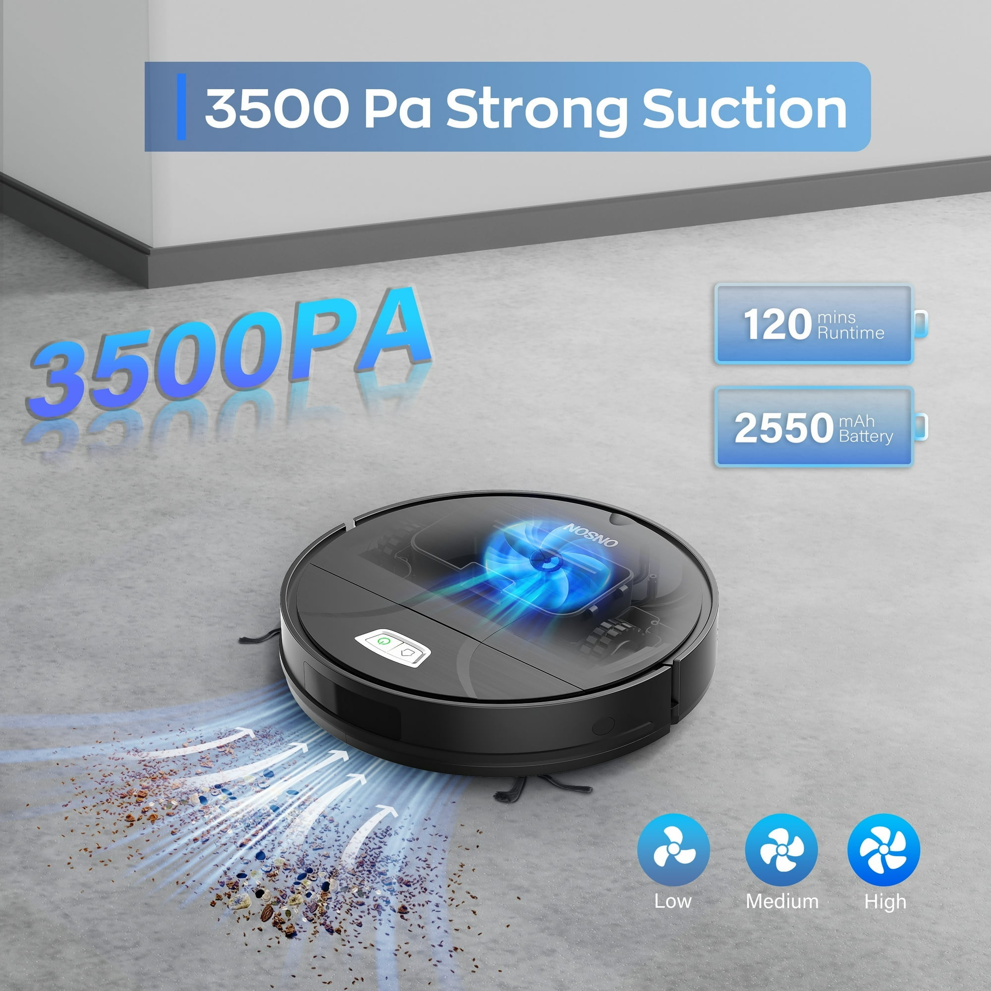 ONSON BR151 Robot Vacuum Cleaner, Robot Vacuum and Mop Combo Compatible with Alexa, Blue