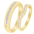 thumbnail image 2 of AFFY Round Cut White Natural Diamond His and Hers Wedding Band Ring Set in 14K Yellow Gold (0.5 Cttw), 2 of 2