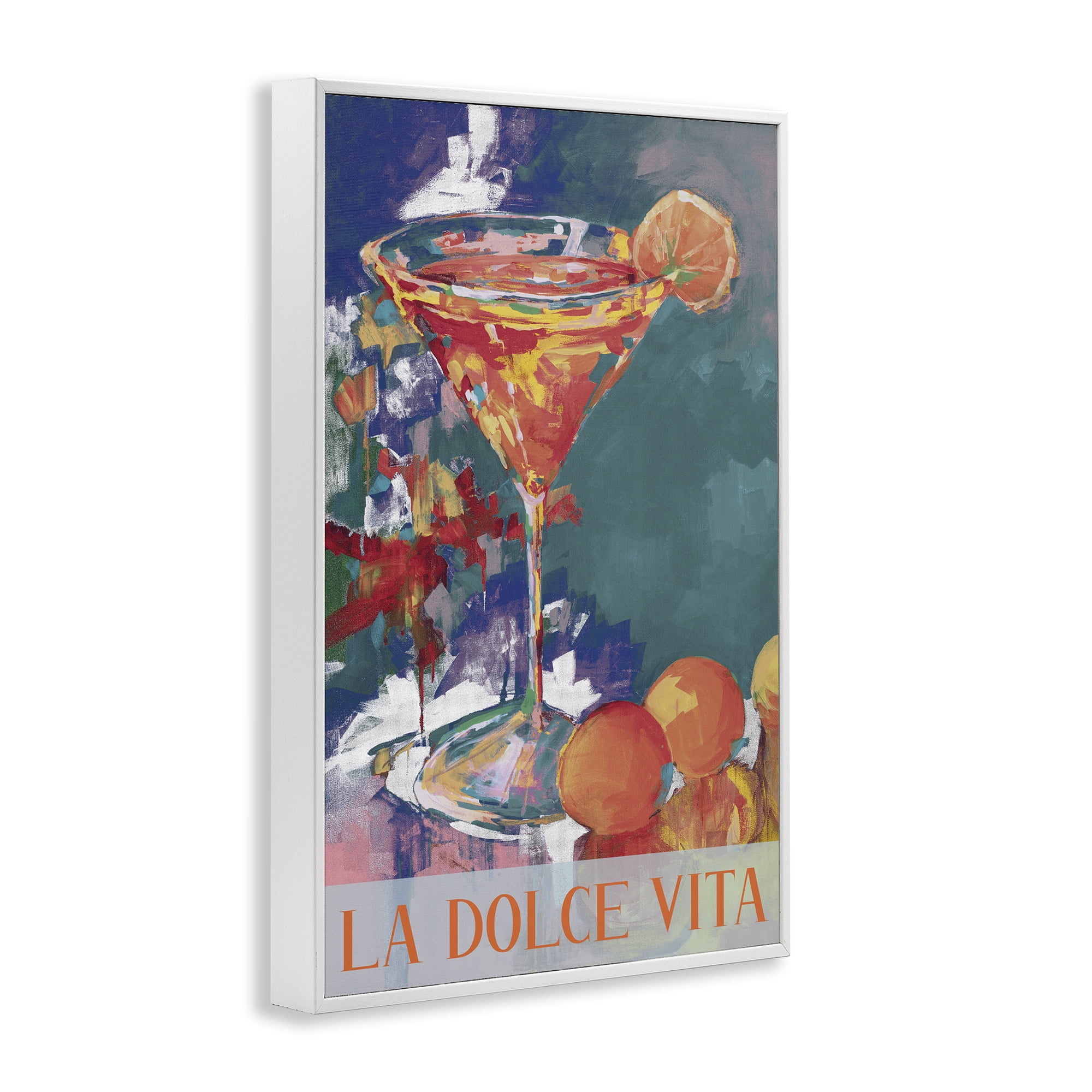 Stupell Industries Citrus Cocktail on Blue White Framed Giclee Art, design by Jane Slivka