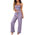 thumbnail image 3 of PIWHJQK Women 2 Piece Set Summer Loungewear Leisure Set Women Solid Lace Camisole and Pants 2 Piece Set Loungewear Women Outfits Sets, 3 of 7