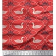 thumbnail image 1 of Soimoi Orange Japan Crepe Satin Fabric Swan & Moroccan Damask Print Fabric by the Yard 42 Inch Wide, 1 of 3