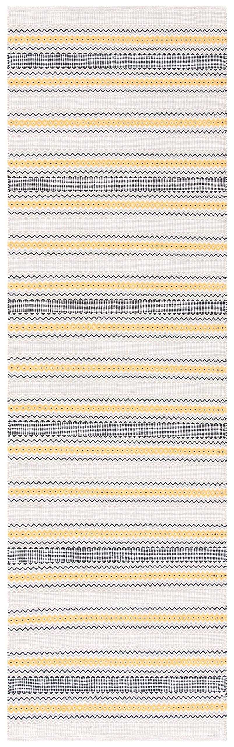 SAFAVIEH Montauk Spots Geometric Striped Cotton Runner Rug, Gold/Beige, 2'3" x 8'