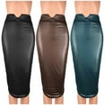 thumbnail image 2 of Fgnfyis Women's Leather Bodycon Skirt High Waist Slim Solid Knee Length Skirt Sophisticated Coffee XL, 2 of 4