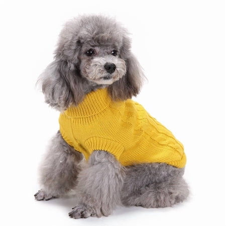 Knitted Dog Sweater Warm Winter Pet Clothes for Small Medium Large Dogs Soft Cable Knit Pullover for Puppies Yellow 2XL