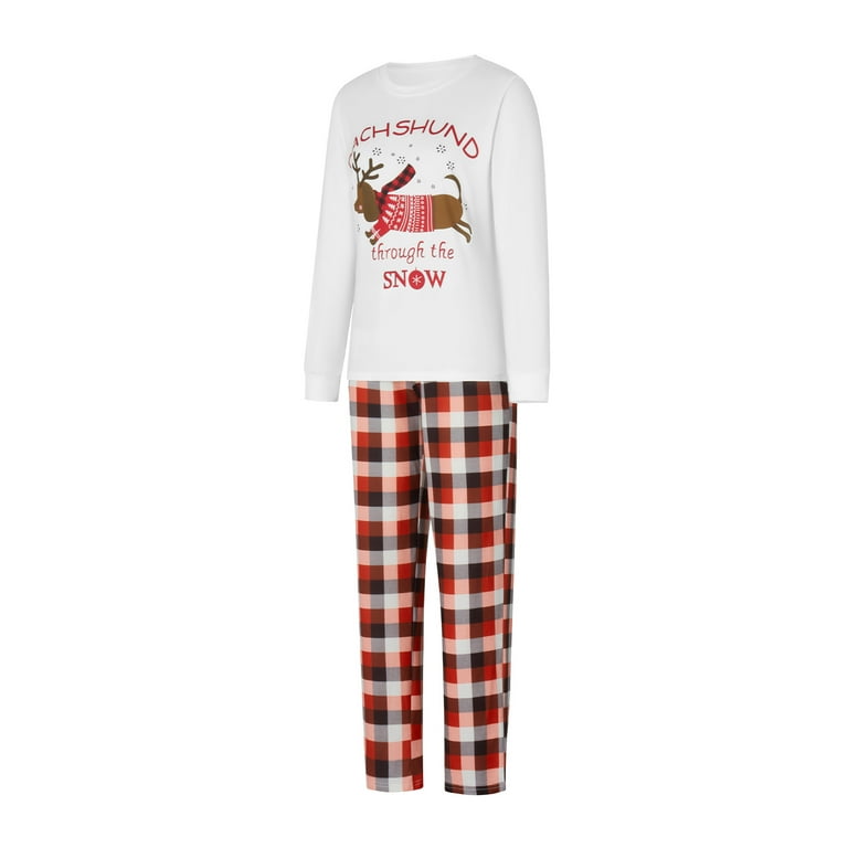 Christmas Pajamas for Family Dachshund Print Long Sleeve Tops and