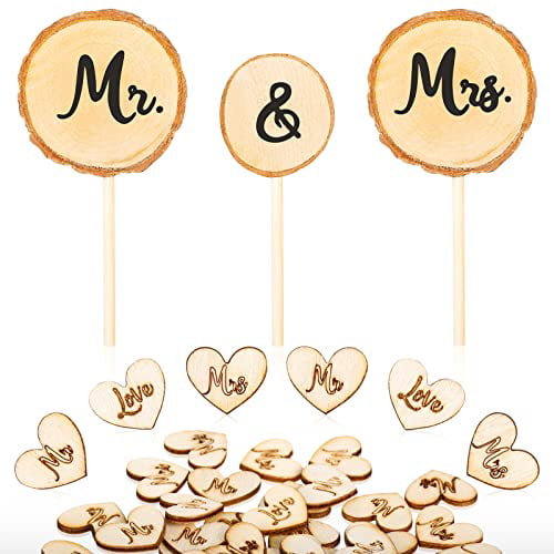 Confetti Card 50 x Wooden Love Hearts Charms Craft Wedding 