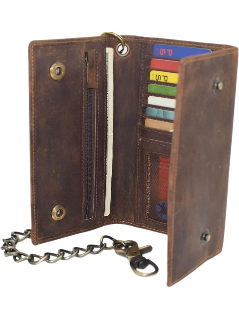 Biker Skull Chain Wallet RFID Signal Blocking Men's Vintage