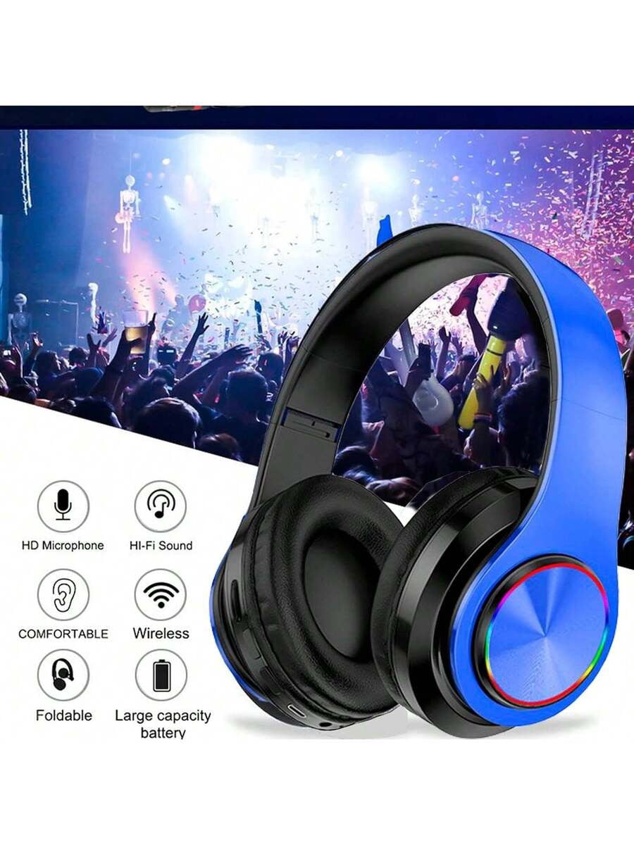 Wireless Gaming Headset With Microphone Bluetooth 5.2, Foldable Over Ear Headphones With Dual Wired/Wireless Mode, Long Battery Life, Lightweight Comfortable Design For PC Laptop Phone Travel Sports