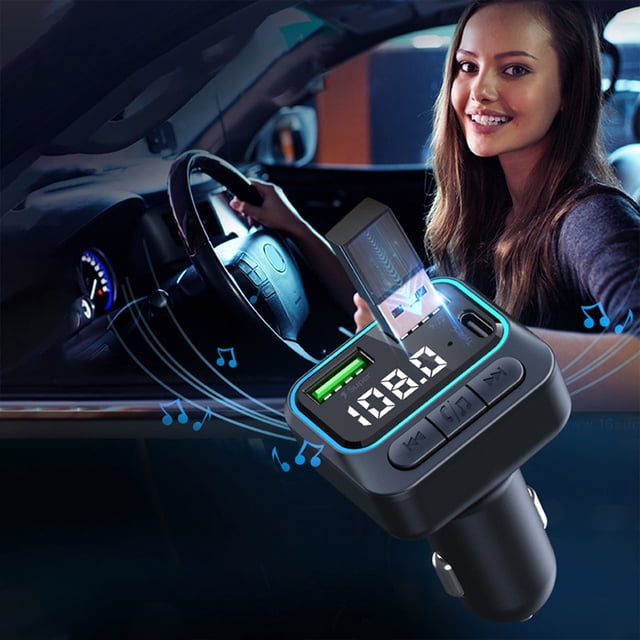 HOARBOEG Car Mp3 Player LED Atmosphere Light QC3.0 Fast Charge Hands- Call HIFI Stereo Sound Type-c Charging Port Intelligent Protection Stable Transmission Clearance Sale Holiday Gifts