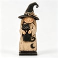 thumbnail image 4 of Halloween Witch Figurine, Vintage Wooden Witch Decor, Halloween Decorations Indoor, Rustic Farmhouse Mantel Decor for Bookshelf Tray Fall Retro Statues Gifts, 4 of 5