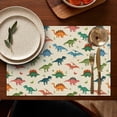thumbnail image 4 of Beige Colorful Dinosaurs Pattern Summer Placemats Table Placemats Set Of 6-Linen Kitchen Washable Placemats Table Mats 11.8"x17.7" Non-Slip Heat Resistant, 4 of 5