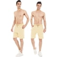 thumbnail image 6 of xiamianmy Mens Shorts Casual Drawstring Zipper Pockets Elastic Waist Workout Shorts for Men Beige 36, 6 of 9