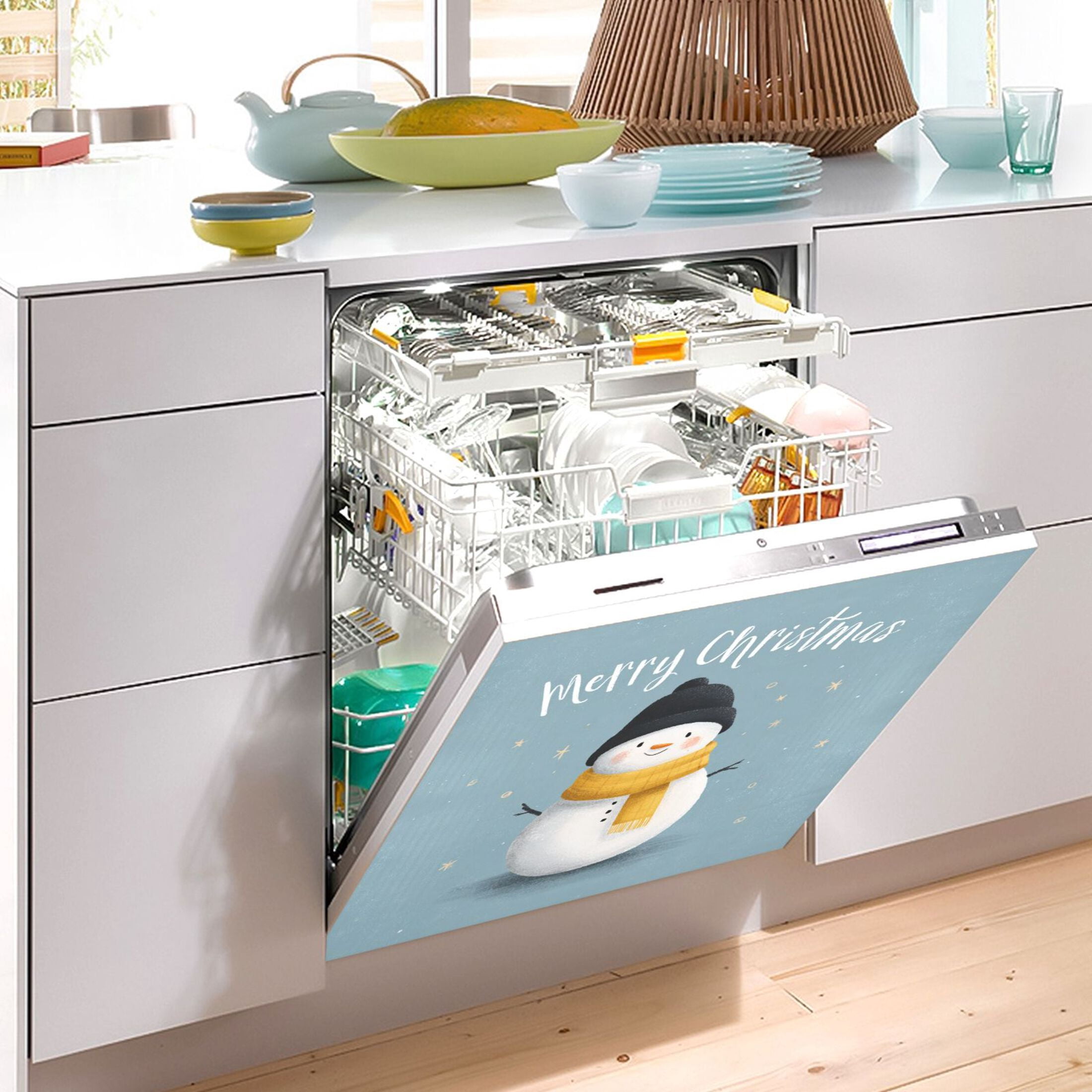 Dishwasher Sticker Magnetic Dishwasher Sticker Magnetic Decorative Sticker Refrigerator Sticker Dishwasher Decorative Stickers Cartoon Christmas Snowman
