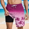 thumbnail image 2 of ZCFZJW Men's Funny Swim Trunks with Compression Liner 2 in 1 Quick-Dry Tropical Printed Summer Big and Tall Regular Fit Stretch Drawstring Elastic Waist Shorts with Pockets Hot Pink XL, 2 of 6