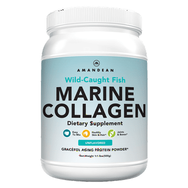 Amandean Premium Anti-Aging Marine Collagen Powder 17.6 Oz | Wild-Caught Hydrolyzed Fish Collagen Peptides | Type 1 & 3 Collagen Protein Supplement | Amino Acids for Skin, Hair, Nails