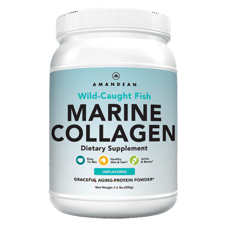 Amandean Premium Anti-Aging Marine Collagen Powder 17.6 Oz | Wild-Caught Hydrolyzed Fish Collagen Peptides | Type 1 & 3 Collagen Protein Supplement | Amino Acids for Skin, Hair, Nails