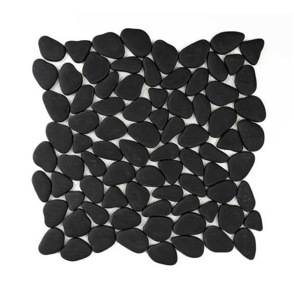 The Tile Life Huron Rock 12" x 12" Black Matte Glass Mosaic Floor and Wall Tile, 1 Sheet