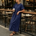 thumbnail image 6 of Aimik Womens Long Maxi Dress Button Down Short Sleeve Baggy Shirt Dress with Pockets Loose Comfort Dress for Summer Beachwear, 6 of 6