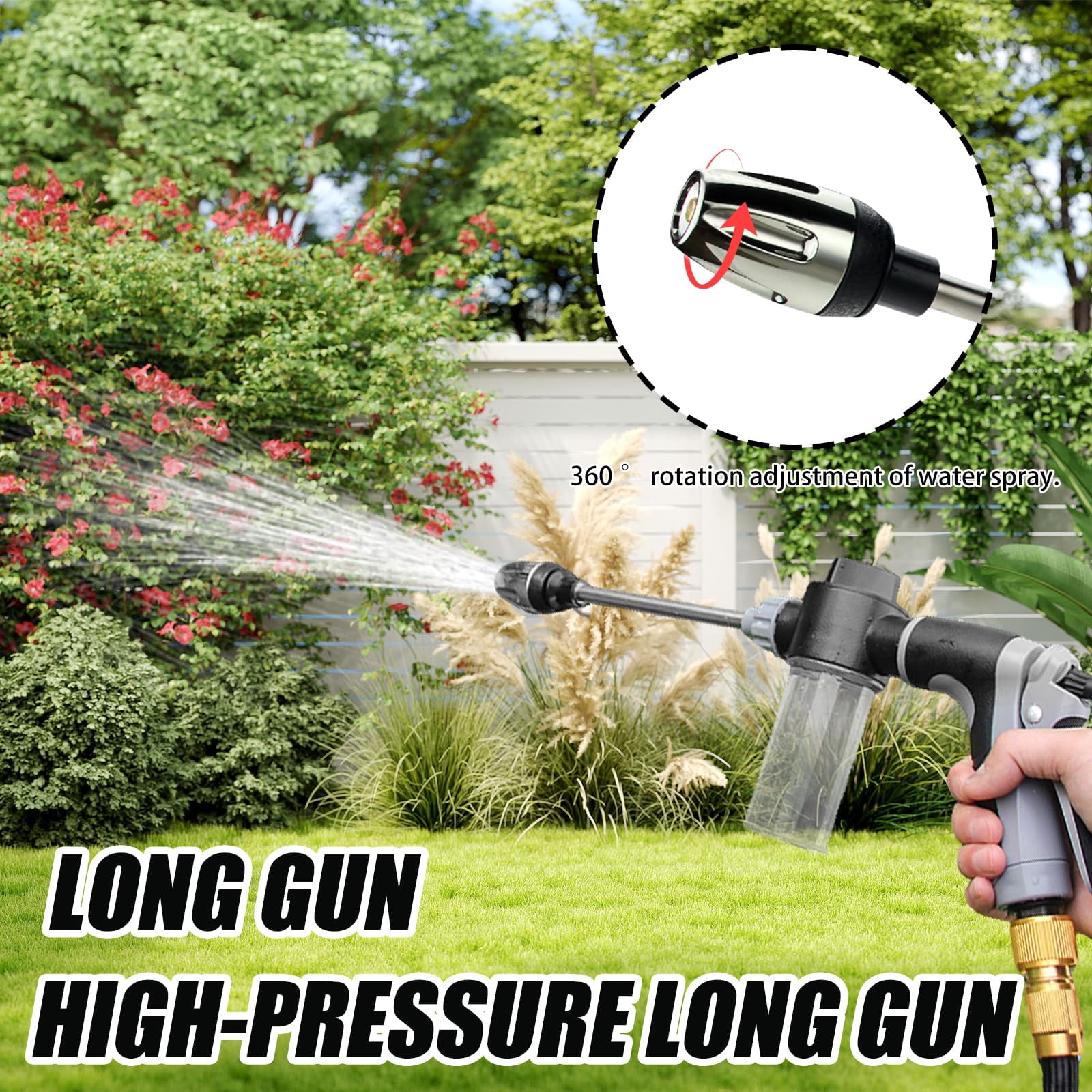 Hosehawk Pro Pressure Washer, Hose Hawk Compressor Hose Spray Nozzle Gun, with 360° Rotating for Three Spray Modes with Foam Pot for Car Washing, Patios and Furniture