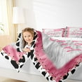 thumbnail image 4 of Feelyou Fashion Cow Print Bedding Comforter Set, Kawaii Litter Cowgirl Twin Comforter Sets, Western Princess Style Reversible Bedding Set, Breathable Home Decor, 2pcs, 4 of 8