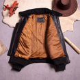 thumbnail image 5 of Chaqueta de cuero para hombre Bomber G1, chaqueta de piel de vacuno y algodón con capa superior de cuello polar, negra como la de Tom, 5 of 5