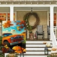 thumbnail image 2 of Fall Pumpkin Truck Garden Flag Maple Leaves Thanksgiving Autumn Burlap 12x18 Inch Double Sided Small Outside Yard Party Decoration, 2 of 5