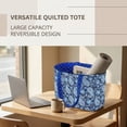 thumbnail image 6 of Pzuqiu Blue Paisley Large Capacity Quilted Tote Bags for Women, Lightweight Blue Puffer Shoulder Handbags Vintage Casual Shopping Work Travel Bag for College Everyday Use, 6 of 7