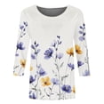 thumbnail image 5 of Black*Friday Discounted Items under $5 GaThRRgYP Womens Blouse,Plus Size Tops Long Sleeve,Women's Printed Crew Neck 3/4 Sleeve T-shirt Loose Top White S, 5 of 5