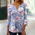thumbnail image 2 of Womens Tops Short Sleeve Women's Fashion Printed T-Shirt 3/4 Sleeves Blouse-Neck Casual, 2 of 5
