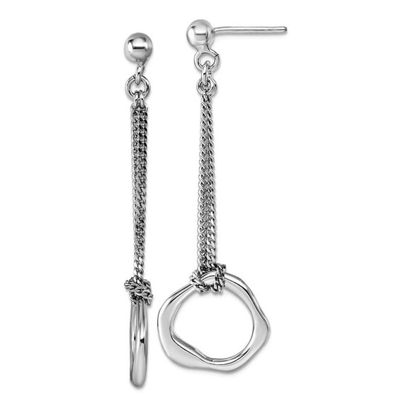 925 Sterling Silver Rhodium Plated Polished Abstract Post Long Drop Dangle Earrings 51x15.3mm Wide Dangle Earring for Wo