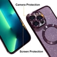 thumbnail image 6 of iPhone 11 Pro 5.8" Magnetic Glitter Case, [Compatible with Magsafe] Cute Luxury Plating Bling Clear Phone Case, Full Camera Lens Protector Anti-Scratch Shockproof Protective Case-Purple, 6 of 13