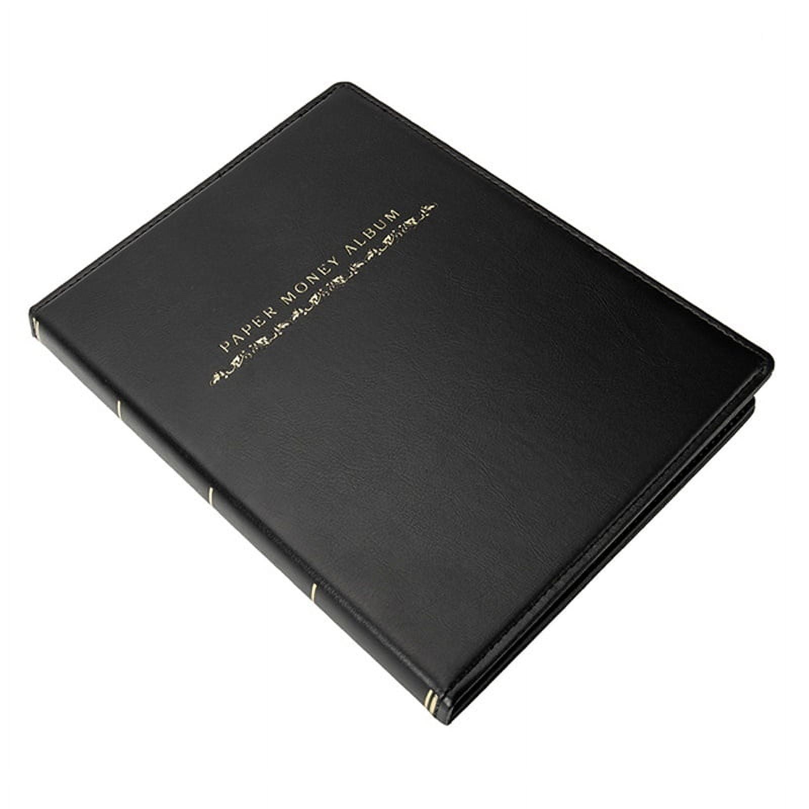 60 Pockets Soft Leather Notes Album Banknote Paper Money Collection Stamps Book (coolblack )