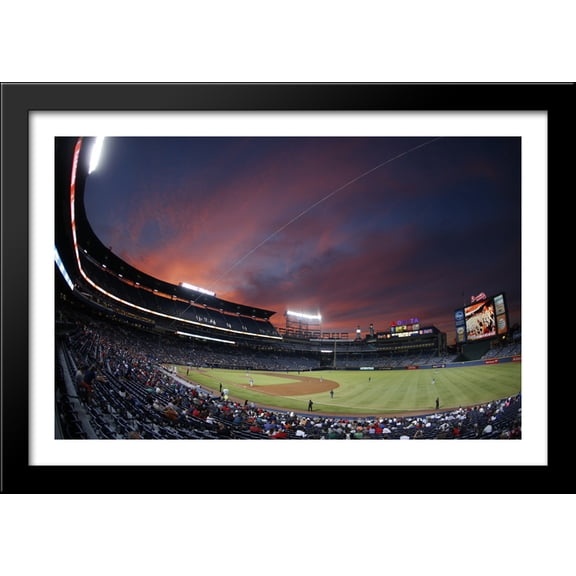 Turner Field 40x28 Large Black Wood Framed Print Art - Home of the Atlanta Braves