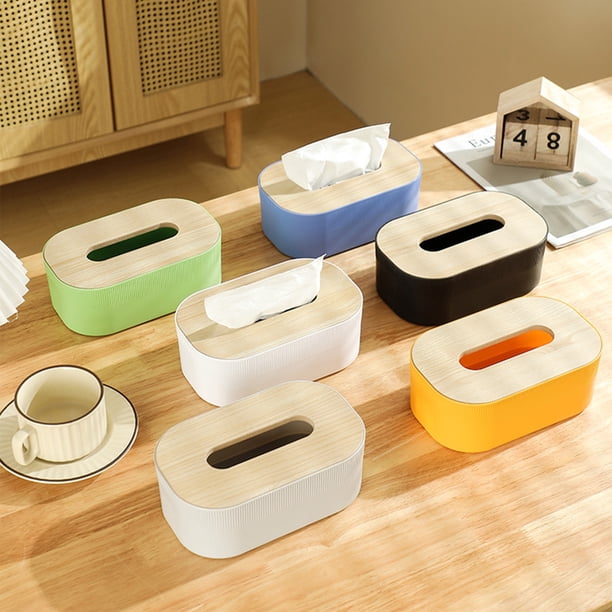 Organizador de funda de cajas de pañuelo de plástico para cocina, baño y tocador - Blanco, gris, azul, verde, naranja - 8,27x4,92x2,95 in