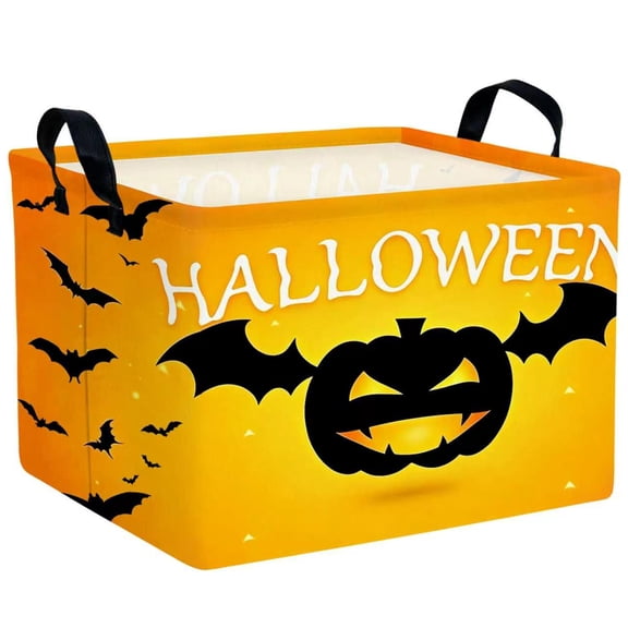 MYFLOCY Halloween Gift Basket for Kids Foldable Baby Candy Storage Bin Party Decor(Bat Winged Pumpkin)