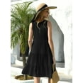 thumbnail image 4 of Mengpipi Women's Summer Casual Sleeveless V-Neck Swing Tank Dress Casual Flowy Tiered Beach Dress, Black-XL(US 16-18), 4 of 6