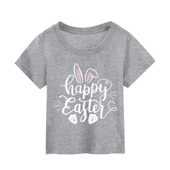 CAIXIA Easter Shirts Girls T Shirts Size 7 Easter Bunny Girls Size 6 Shirts Loose Fit Crewneck Casual Short Sleeve Toddler Girl Tops 3t Basic Tees Girl Summer Clothes 4-5 Years