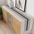 thumbnail image 4 of Midnight Blue Striped Table Runner - 90 Inch Long, Kitchen Dining Table Runner Dresser Scarves, Beige Geometric Modern Art Farmhouse Decor for Coffee Tables Wedding Party Banquet, 4 of 8