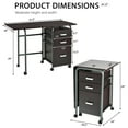 thumbnail image 4 of Giantex Folding Computer Study Desk, Home Office Desk w/Smooth Wheels & Large Drawers, Mobile Laptop Desk Writing Table (Brown), 4 of 9