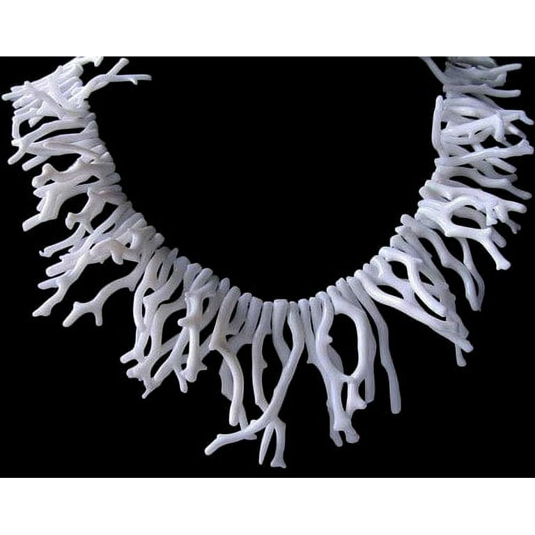 Natural White Coral Branch Bead Strand, 11x4x3mm to 50x3x3.25mm, 450cts