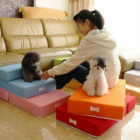 2 Tier Step Foldable Pet Stairs Cozy Dog Ladder Cat Ramp Removable Washable Carpet Treadfor Cats/Dogs Deal of the