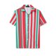 thumbnail image 1 of Camisa a rayas de verano Lars Amadeus para hombre Camisas de rayas verticales de bloque de color de playa con botones de manga corta rojo verde XXL, 1 of 6