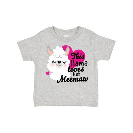 

Inktastic Valentines Day This Llama Loves Her Meemaw Gift Toddler Toddler Girl T-Shirt