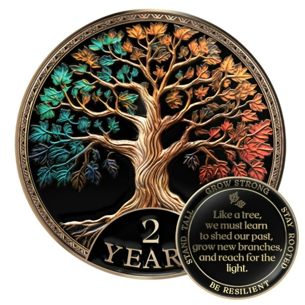 Set de regalo de monedas Sobriety con chip AA MilestoneMint Tree of Life