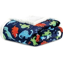 All-Season Blanket- Plush- Decorative Throw, Perfect for Lounging, 50 x 60 inches, Navy Dino Sherpa Throw Blanket