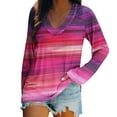 thumbnail image 3 of Craaazy Oversized Tshirts For Women Long Sleeve Blouse V-Neck Casual Pullover Tops Trendy Color Block Sweatshirt Tie Dye Shirts Gifts For Women, 3 of 5